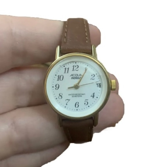 Aqua Accessories - Vintage Acqua Indiglo Analog Watch‎ Gold Tone WR30M - Not Tested